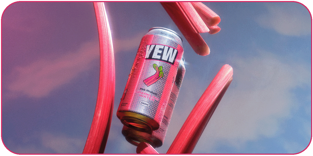 Pink Rhubarb Natural & Delicious Sparkling Water