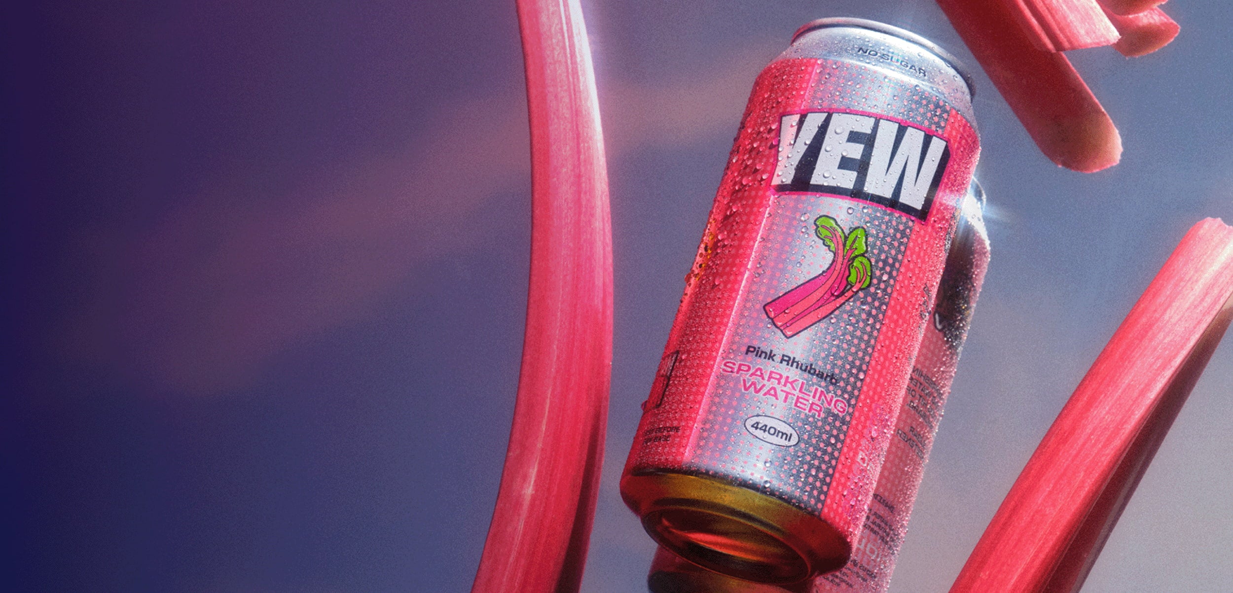 YEW pink rhubarb sparkling water