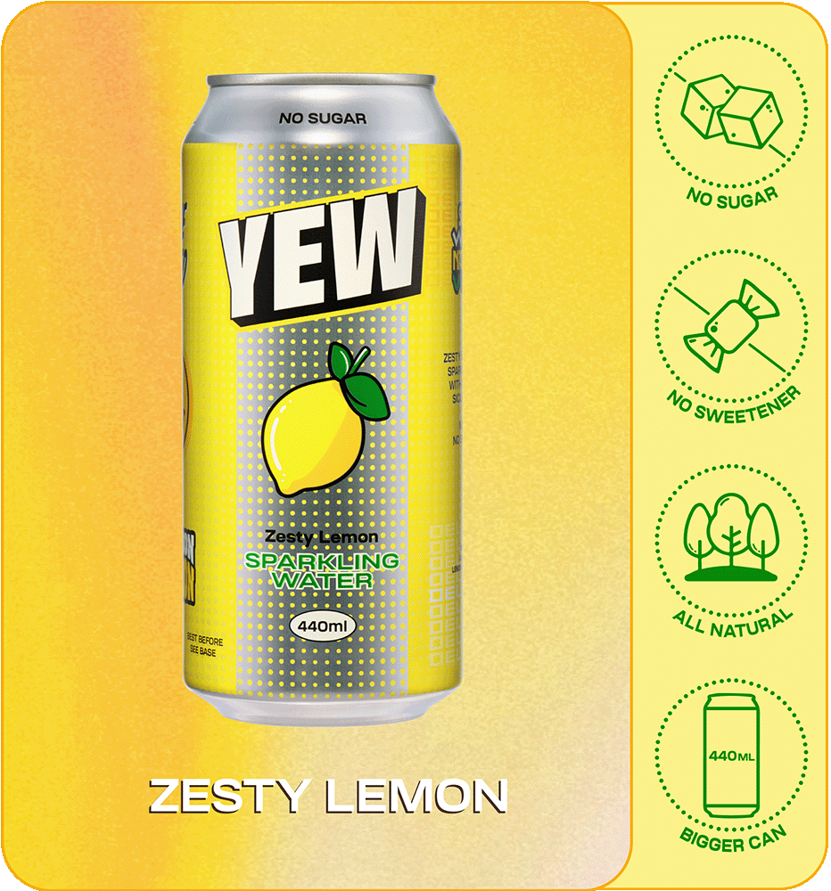 YEW Zesty Lemon Natural & Delicious Sparkling Water
